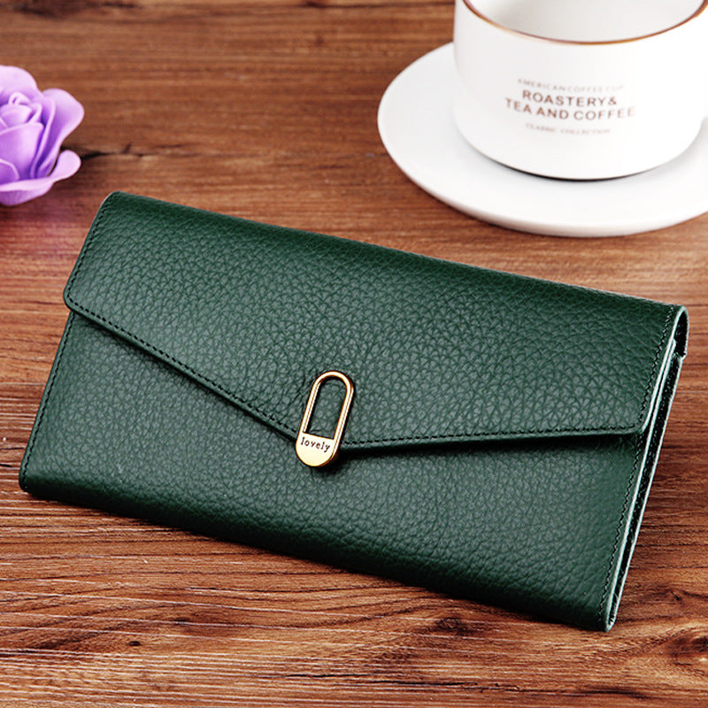 Women's Top Layer Cowhide Leather Long Large Ladies Wallets