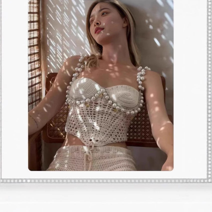 Cool Fashion Sexy Solid Color Beading Suits