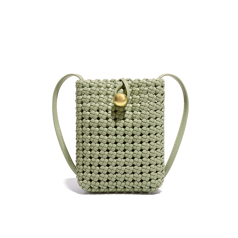 Women's Niche Fashion Hand-woven Hollow Mobile Crossbody Bags