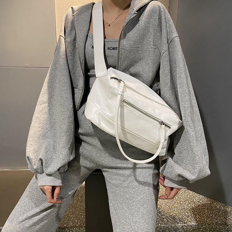 Women's Large Capacity Simple Solid Color Soft Shoulder Bags