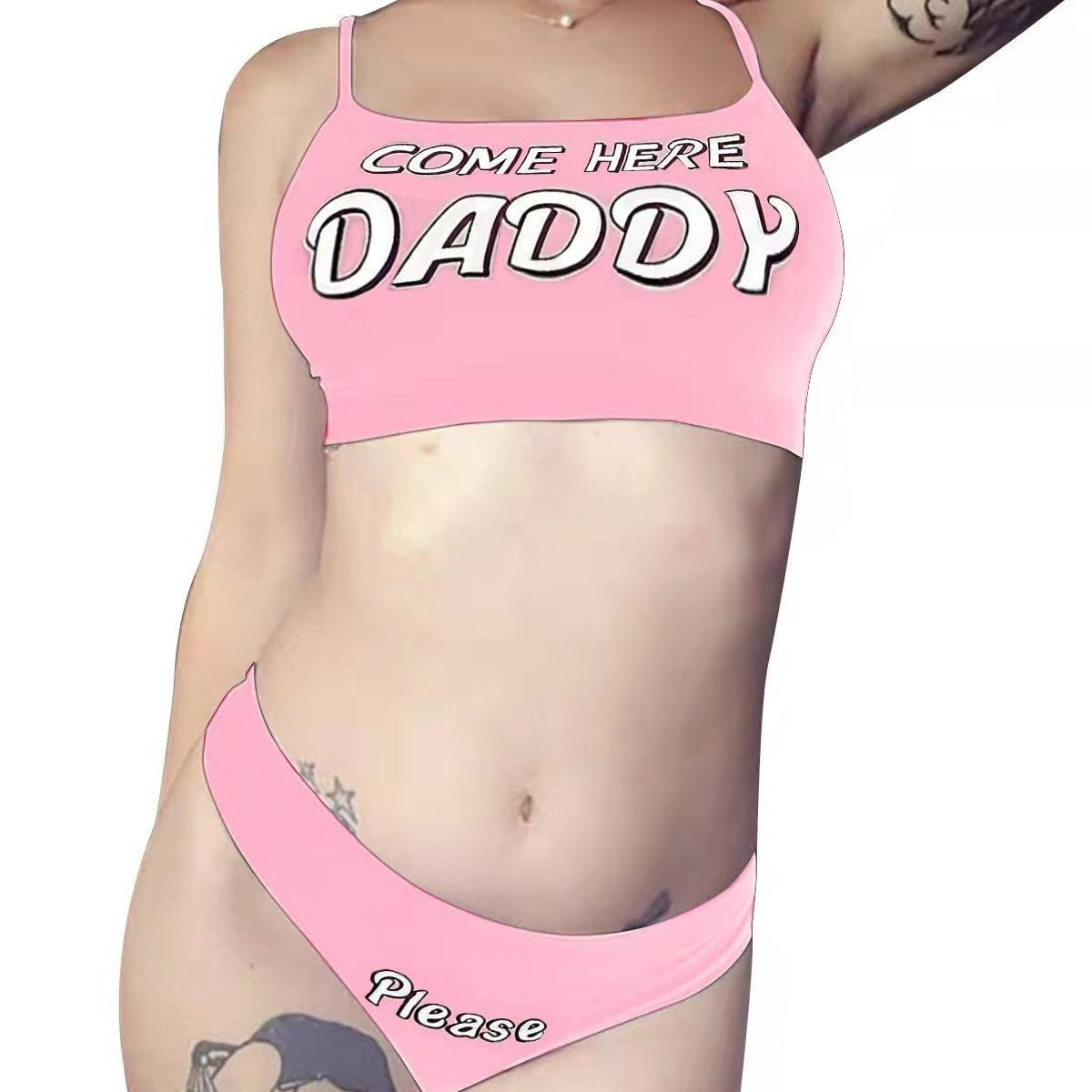 Women's Fashion Letters Printed Sexy Tight Braces Suits