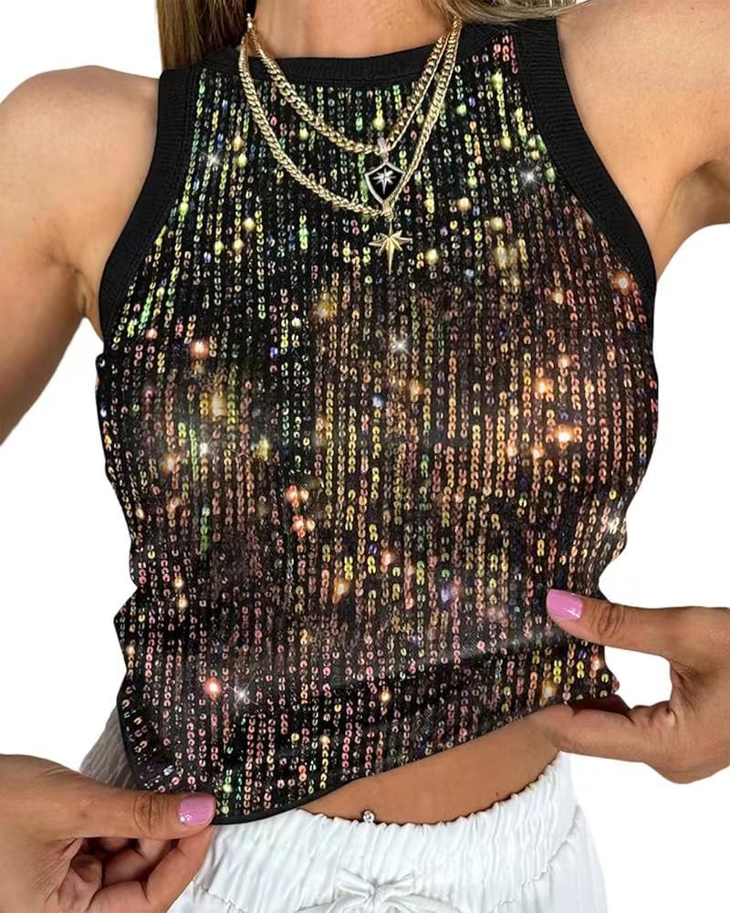 Women's Sexy Navel Midriff Outfit Color Matching Tops