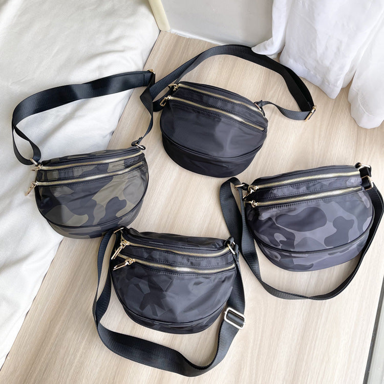 Women's Saddle Lightweight Nylon Oxford Cloth Semicircle Crossbody Bags