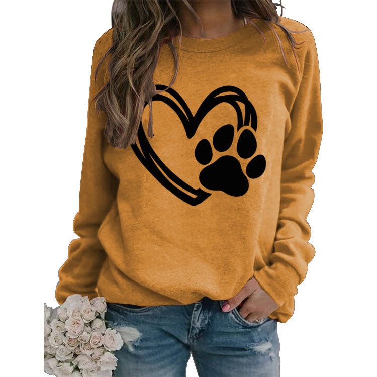 Pullover Round Neck Simple Long Sleeve Printed Sweaters