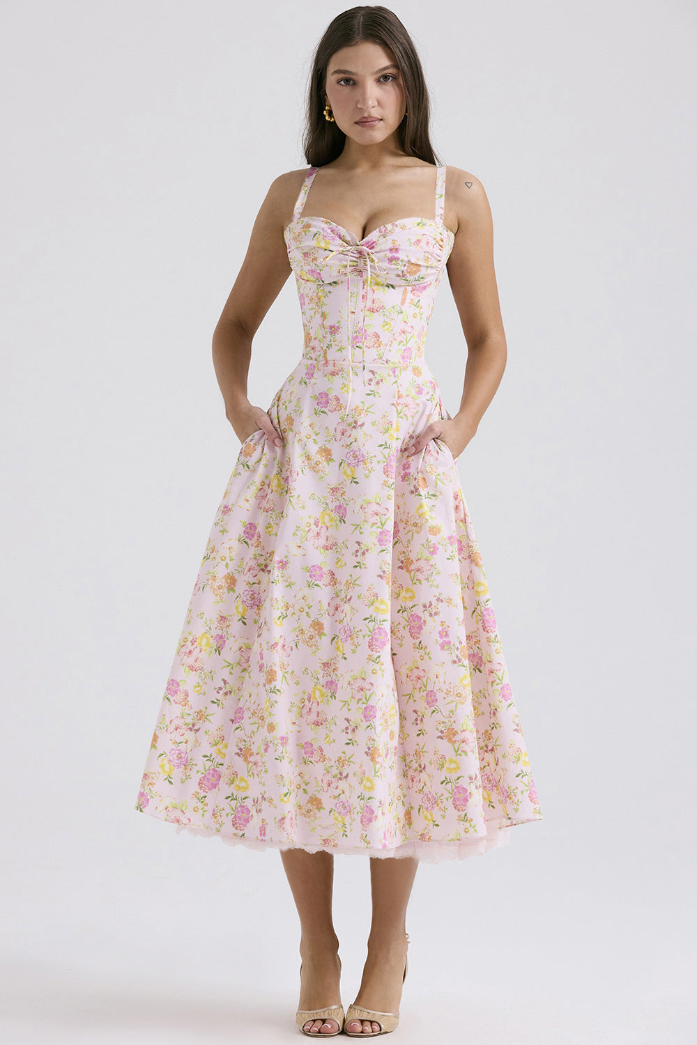 Elegant Floral Series French Summer Strap Dresses