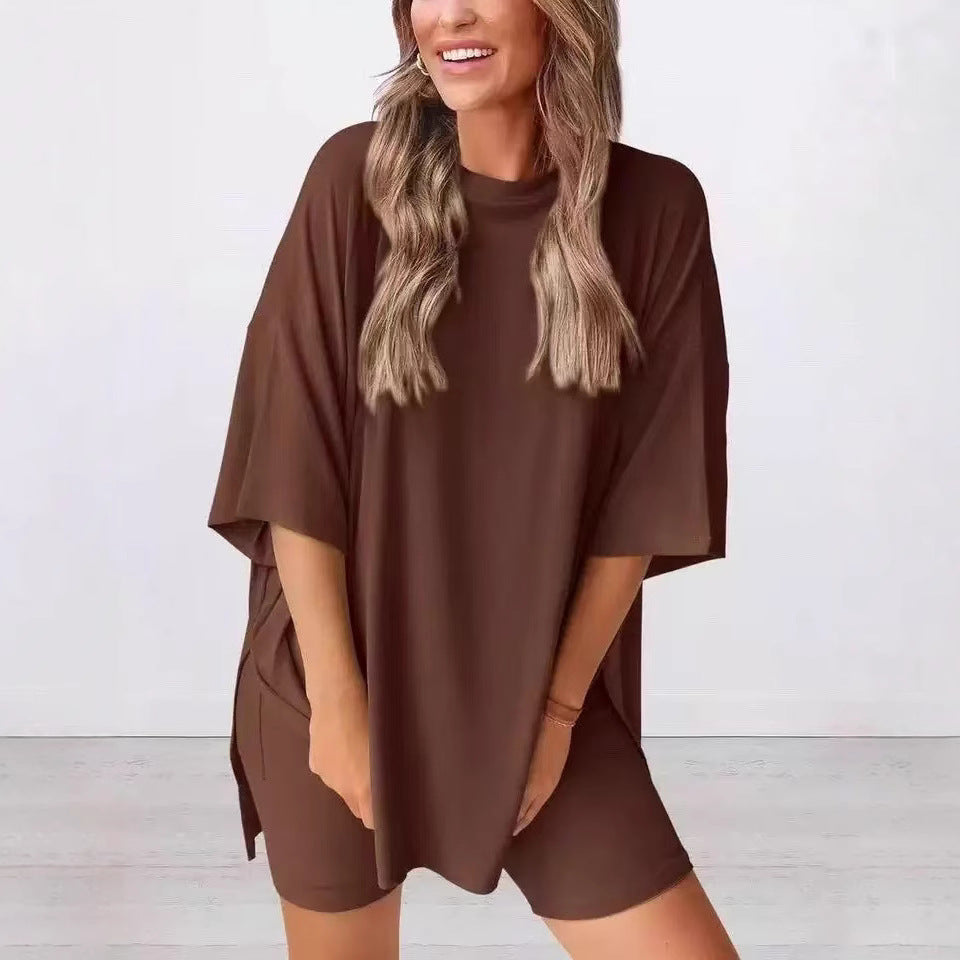 Loose Fashion Solid Color Casual Short-sleeved Suits