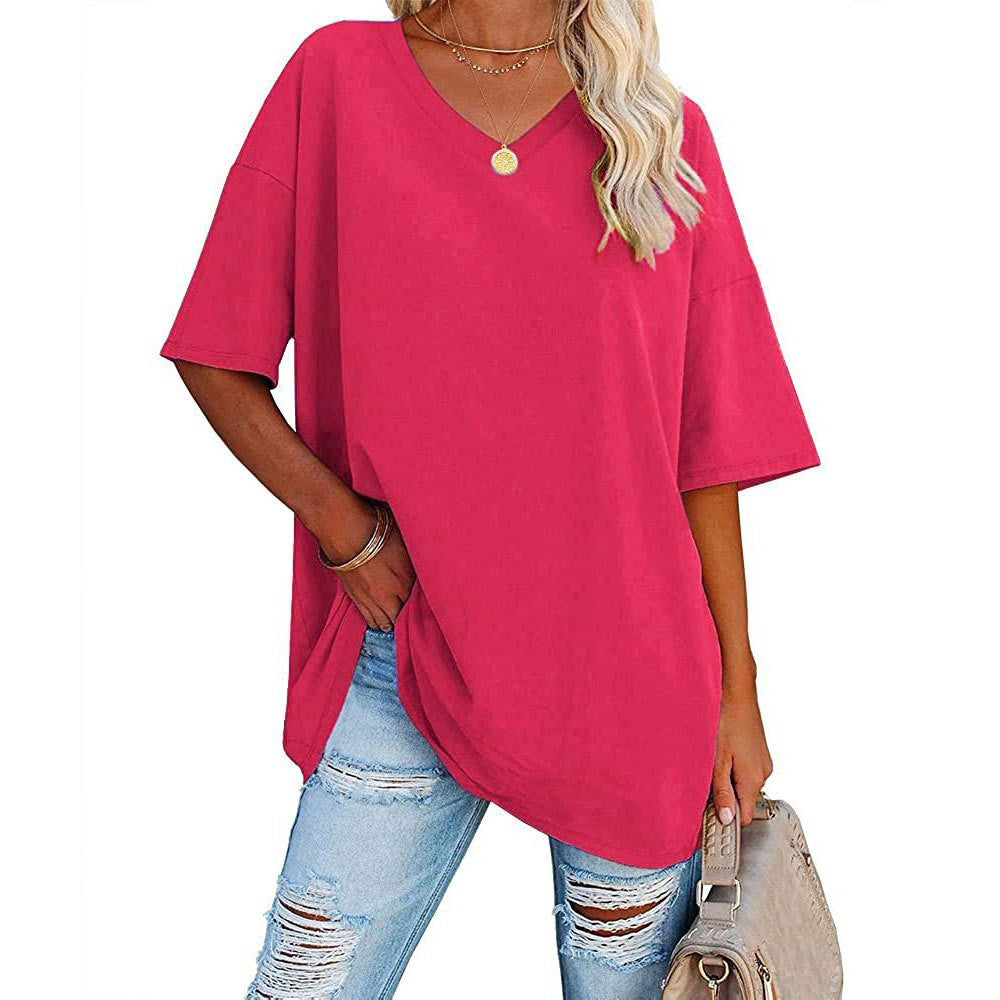 Women's Loose Half Sleeve Cotton Waist Blouses