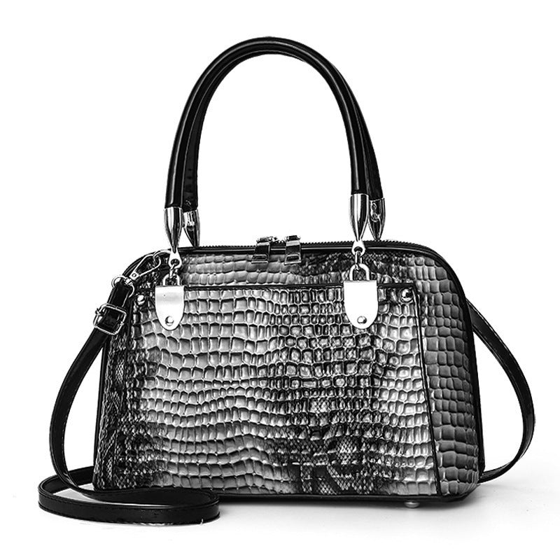 Women's Snakeskin Pattern Portable Large Capacity Elegant Handbags