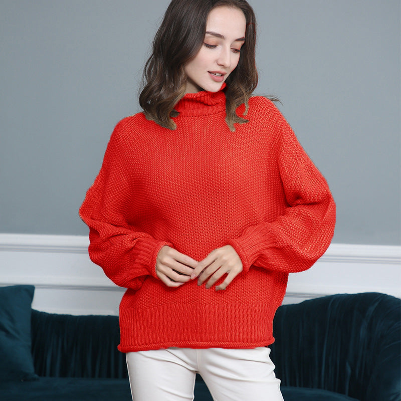 Women's Fashion Casual Long Sleeve Turtleneck Solid Sweaters