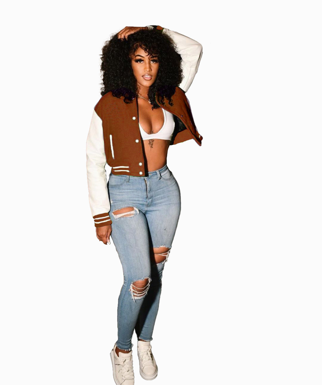 Women's Fashion Button Pressing Thread Baseball Blouses