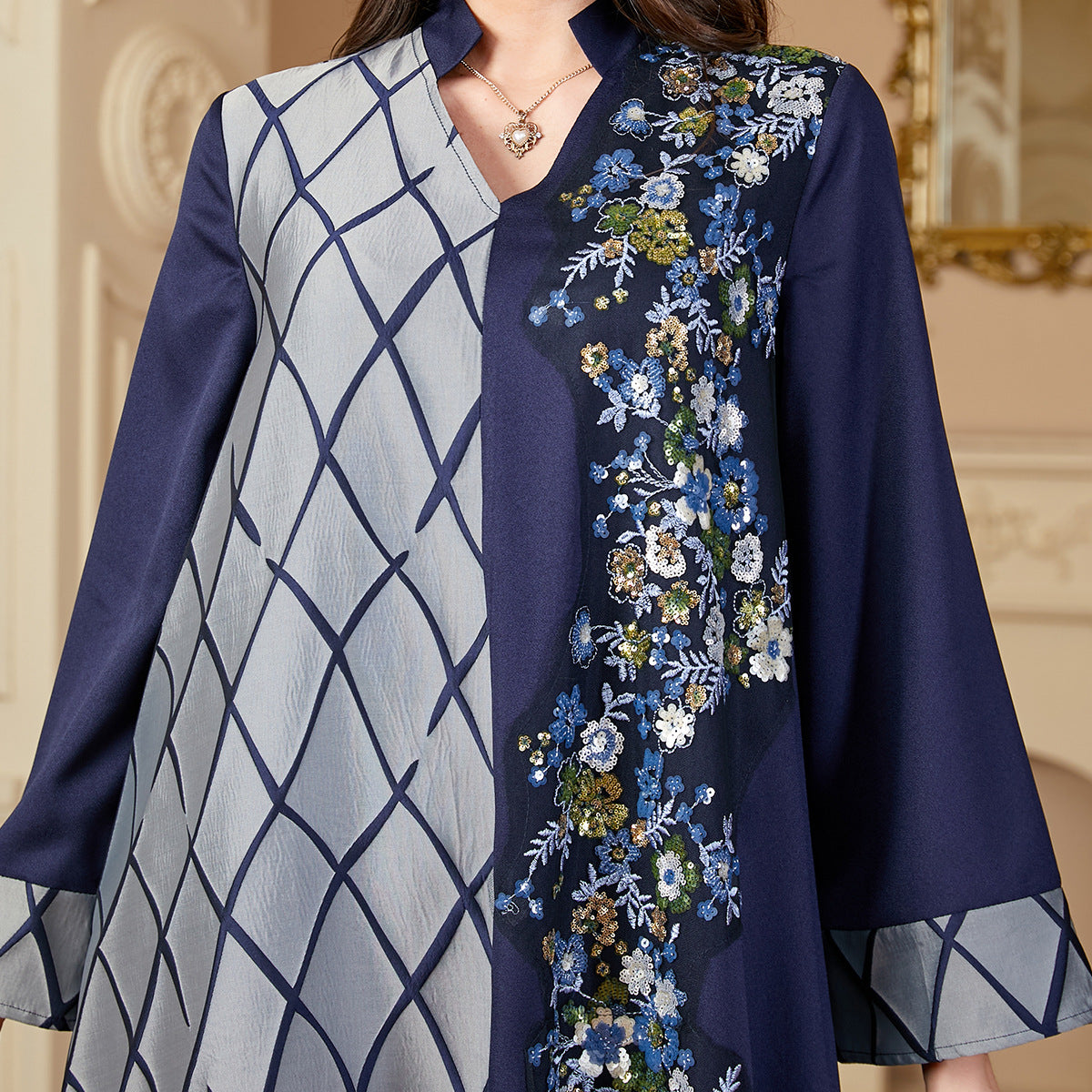 Women's Patchwork Embroidered Elegant Style Long Sleeve Clothing