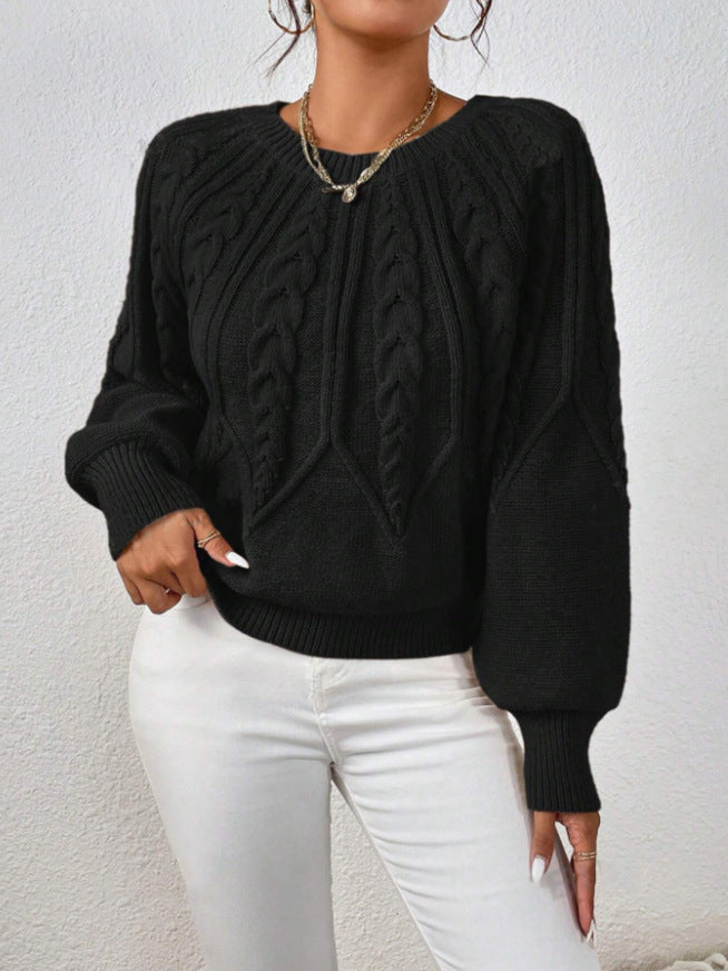 Women's Pullover Round Neck Knitted Long Sleeve Sweaters