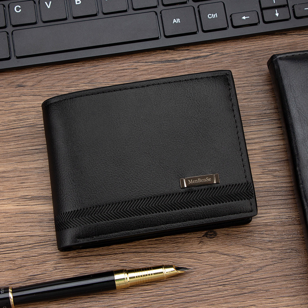 Men's Short Multiple Slots Large Capacity Flip-up Hinge Men's Wallet