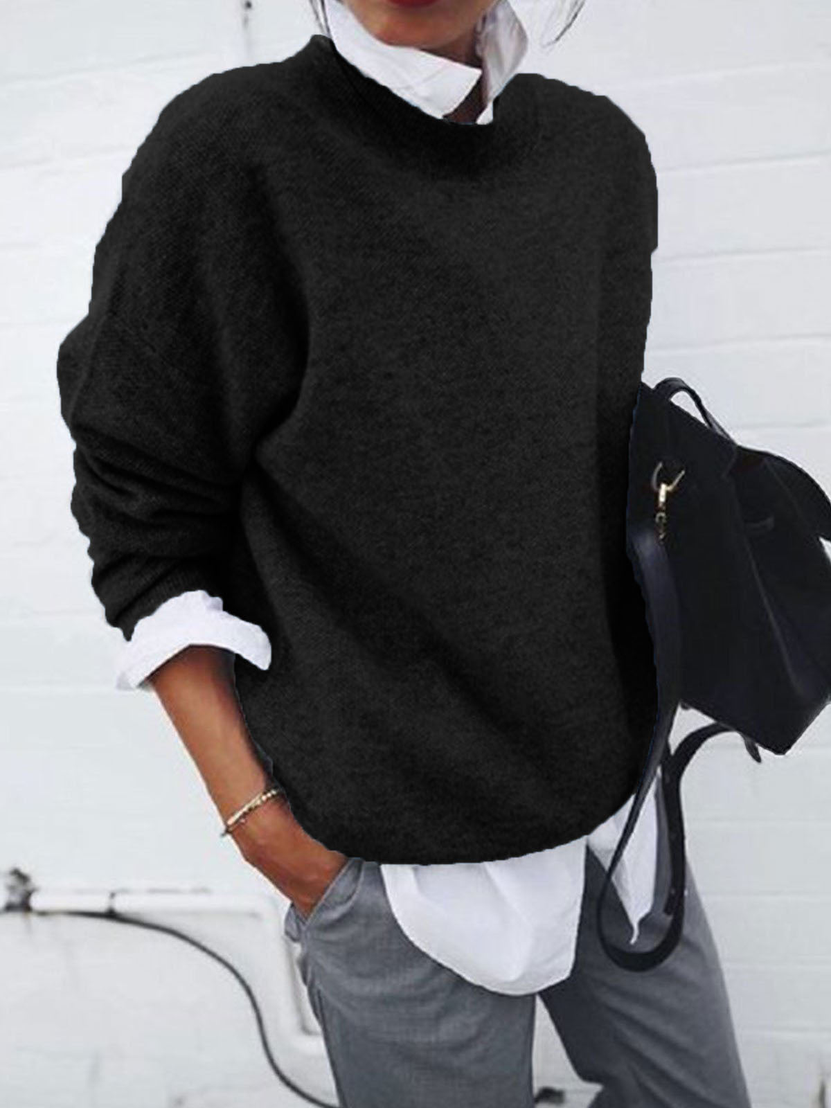 Women's Knitted Long Sleeve Pullover Hoodie Sweaters
