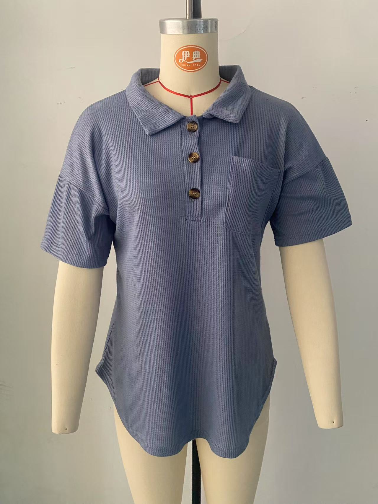 Women's Durable Pretty Waffle Knit Shirt Blouses
