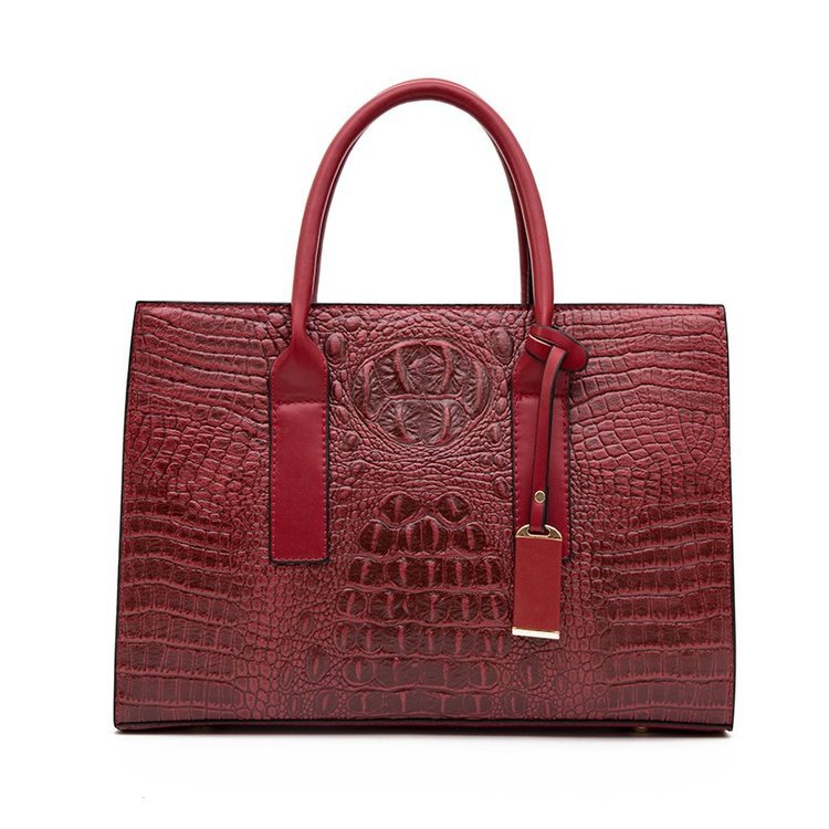 Women's Retro Crocodile Pattern Portable Large Capacity Shoulder Bags