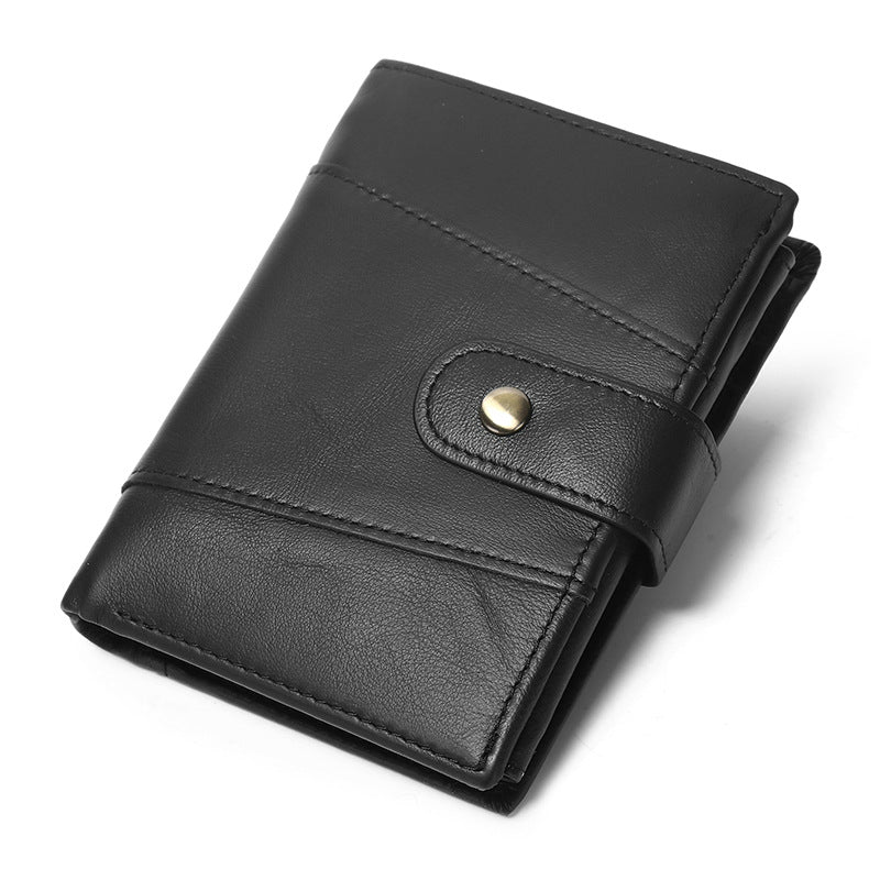 Men's Leather Short Large Capacity Cattlehide Retro Men's Wallets