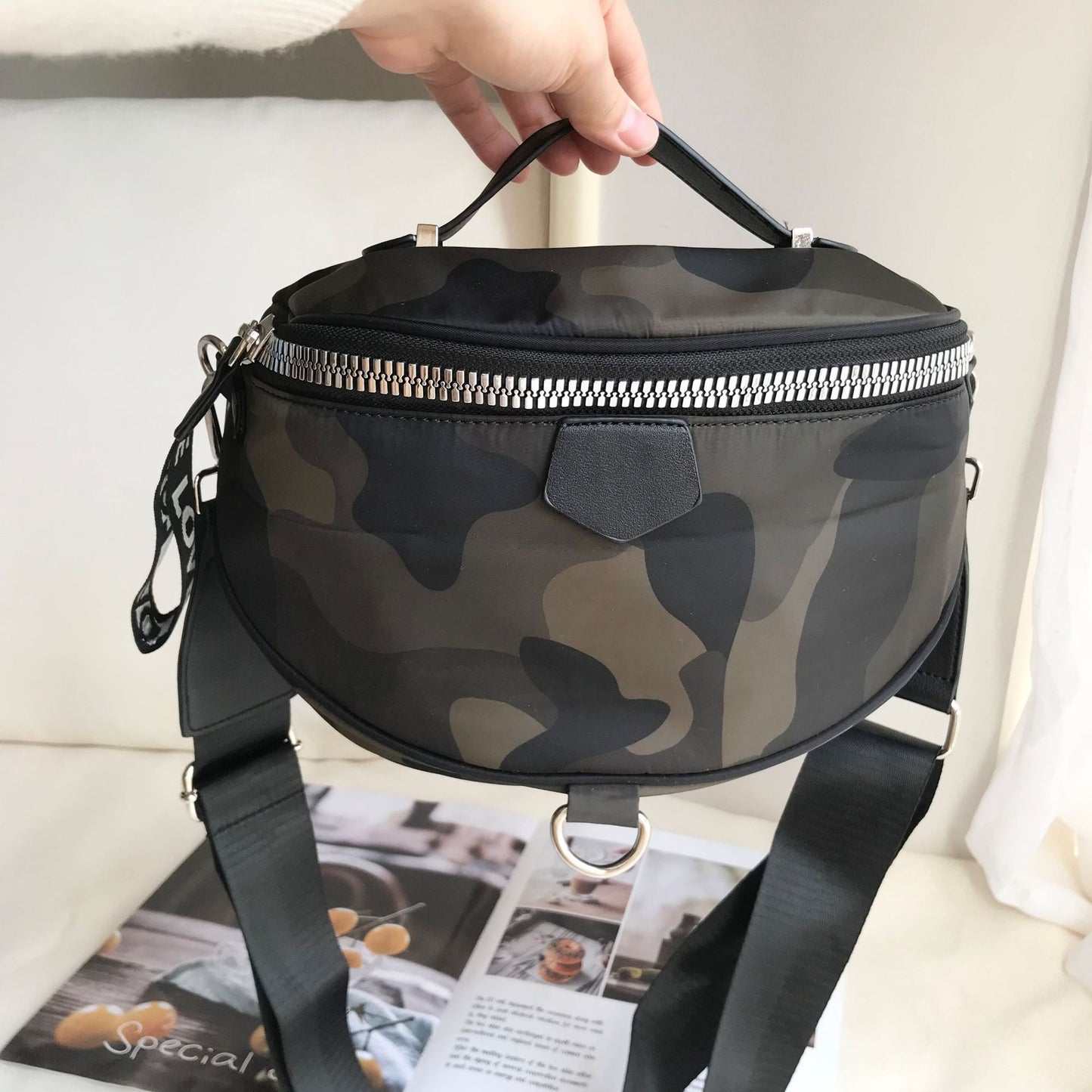 Women's Saddle Lightweight Waterproof Nylon Cloth Portable Shoulder Bags