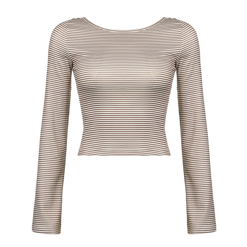 Striped Lightweight Long Sleeve Hot Sexy Blouses