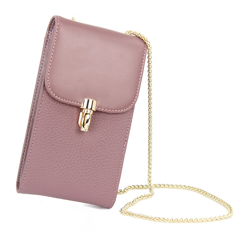 Women's First Layer Leather High Sense Joker Chain Phone Bags