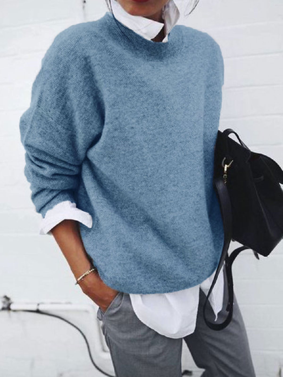 Women's Knitted Long Sleeve Pullover Hoodie Sweaters