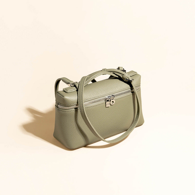 Women's Leather Niche Temperament Lunch Box Simple Small Square Bags