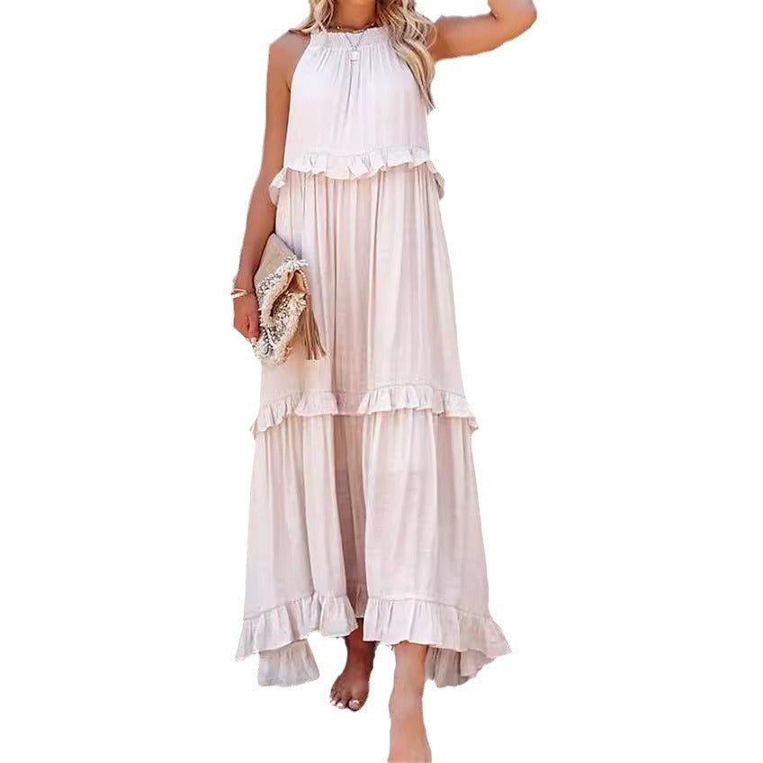 Women's Vacation Style Ruffled Long Dress Wide Dresses