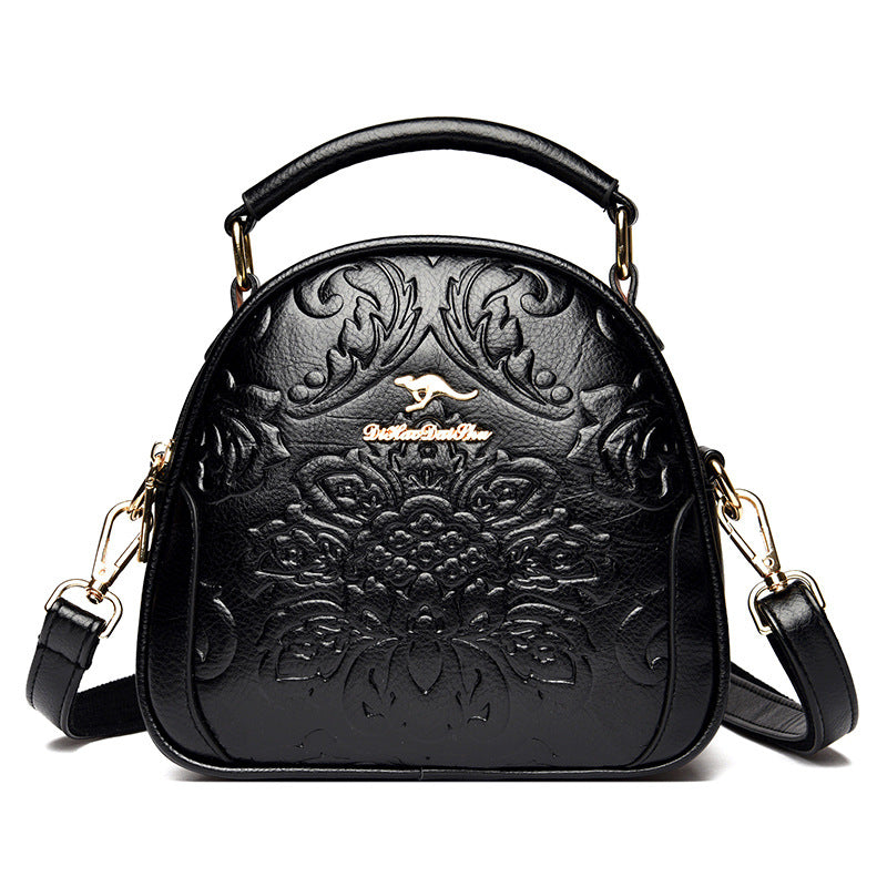 Women's Niche High Sense Round Embossed Mom Handbags