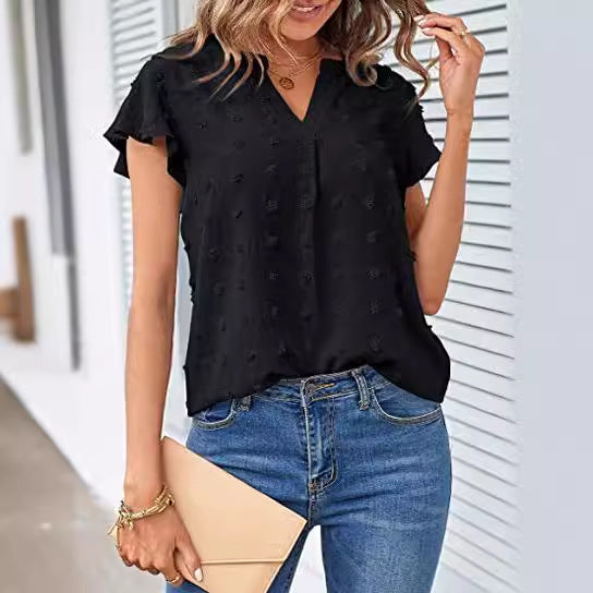Women's Shirt Ruffled Elegant Chiffon Summer Blouses