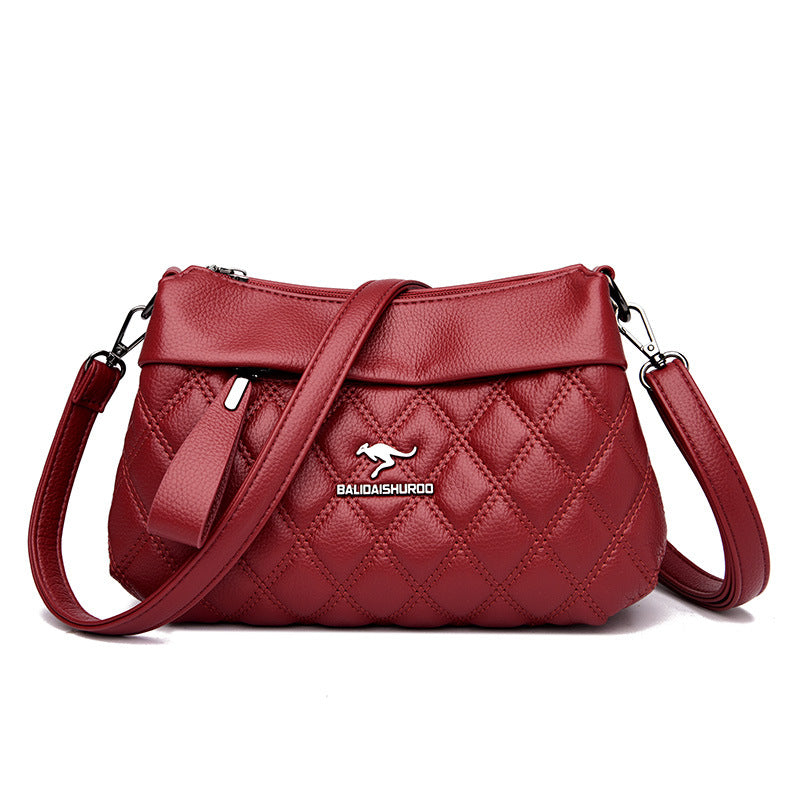 Women's Soft Leather Rhombus Fashion Large Capacity Crossbody Bags