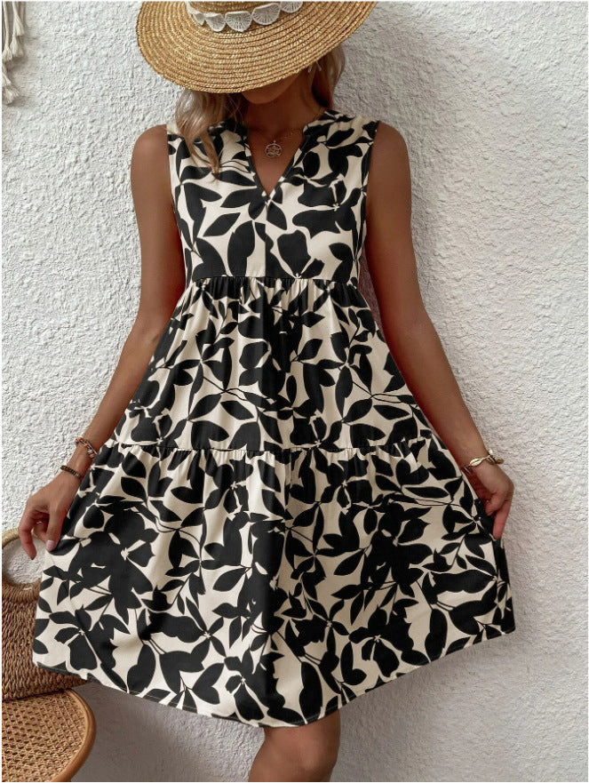 Women's Bohemian Fashion Loose Pleated Print Dress Dresses