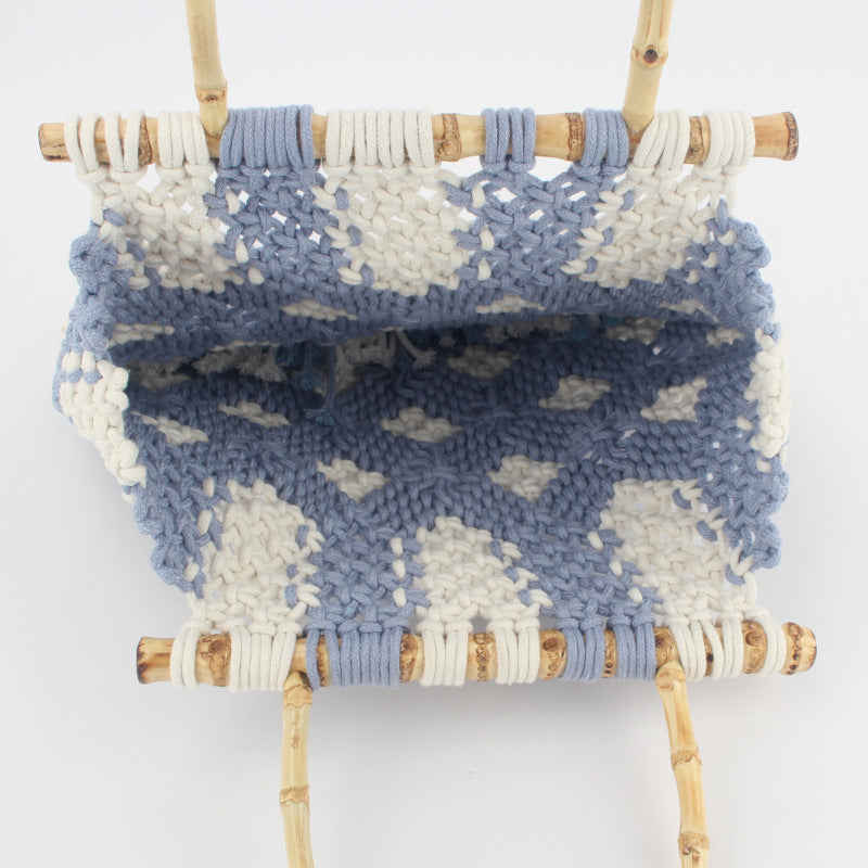 Women's Woven Trendy Mori Style Bamboo Worker Cotton Handbags