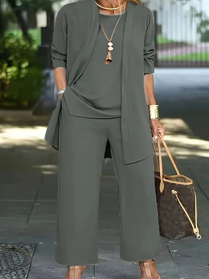 Women's Solid Color Leisure Commute Trousers Long Sleeve Suits