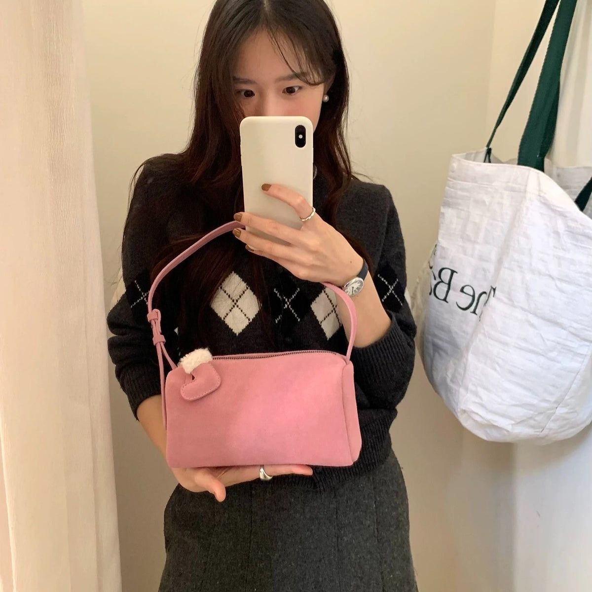 Women's Suede Pillow Underarm Toast Matte Texture Bags