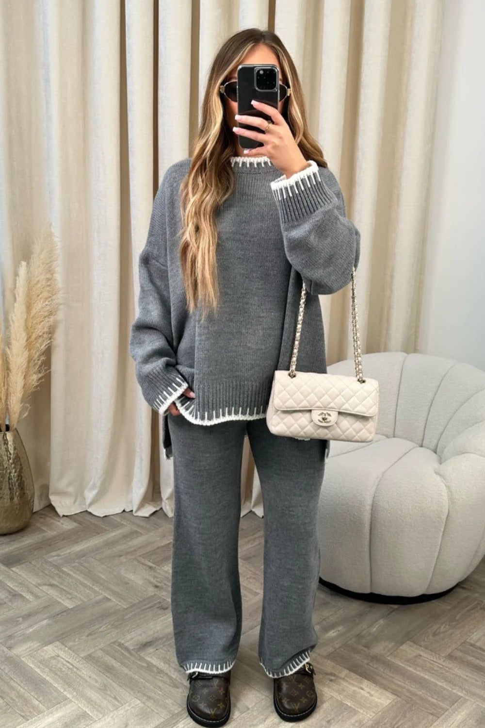 Women's Fashion Solid Color Casual Loose Two-piece Suits