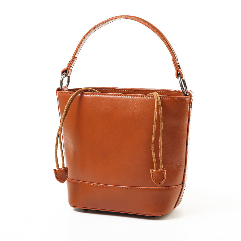 Women's Wax Cowhide Portable Fashionable Large Capacity Shoulder Bags