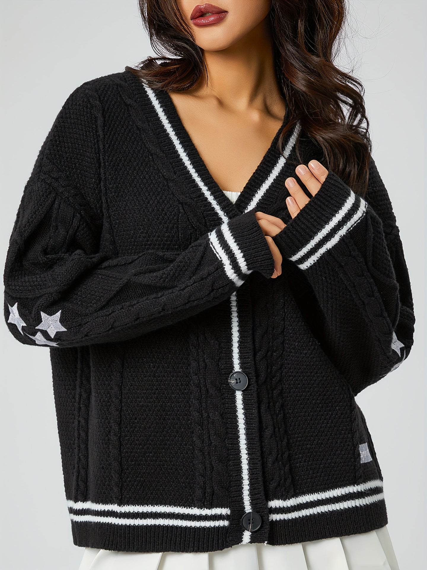 Women's Knitted Embroidered Temperament Loose Casual Outer Sweaters