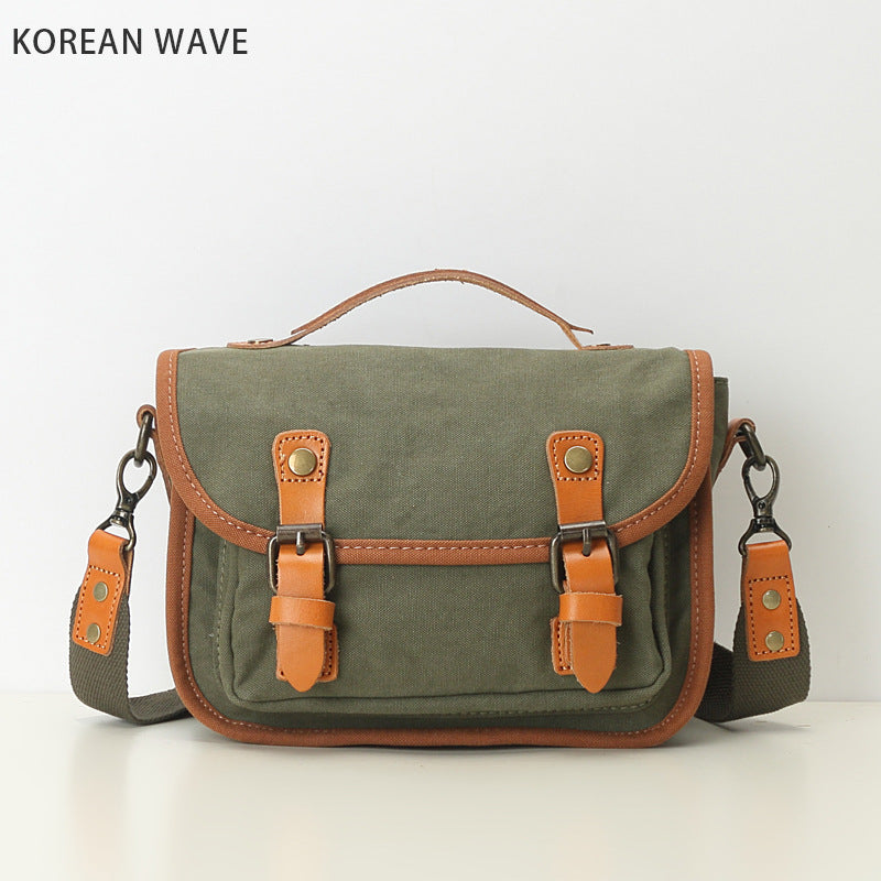 Women's Simple Canvas With Genuine Leather Daily Crossbody Bags