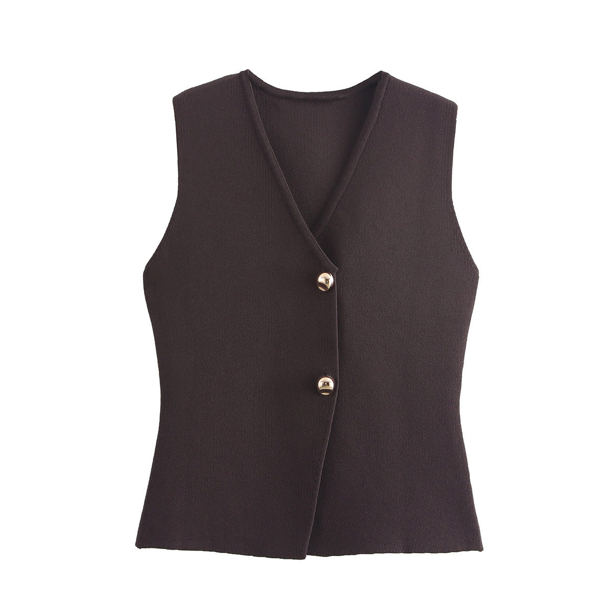 Women's Summer Solid Color Gold Button Decoration Vests