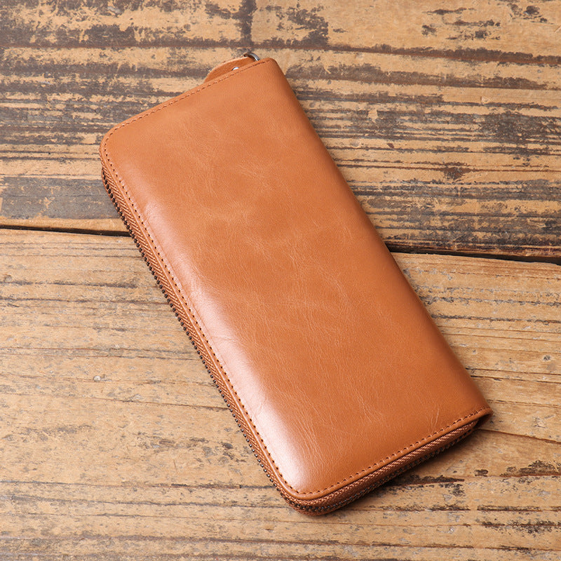 Women's & Men's & Antique Oil Wax Leather Multiple Ladies Wallets