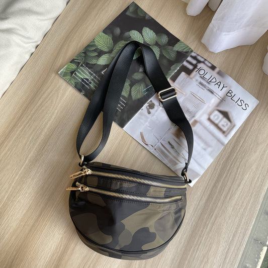 Women's Saddle Lightweight Nylon Oxford Cloth Semicircle Crossbody Bags