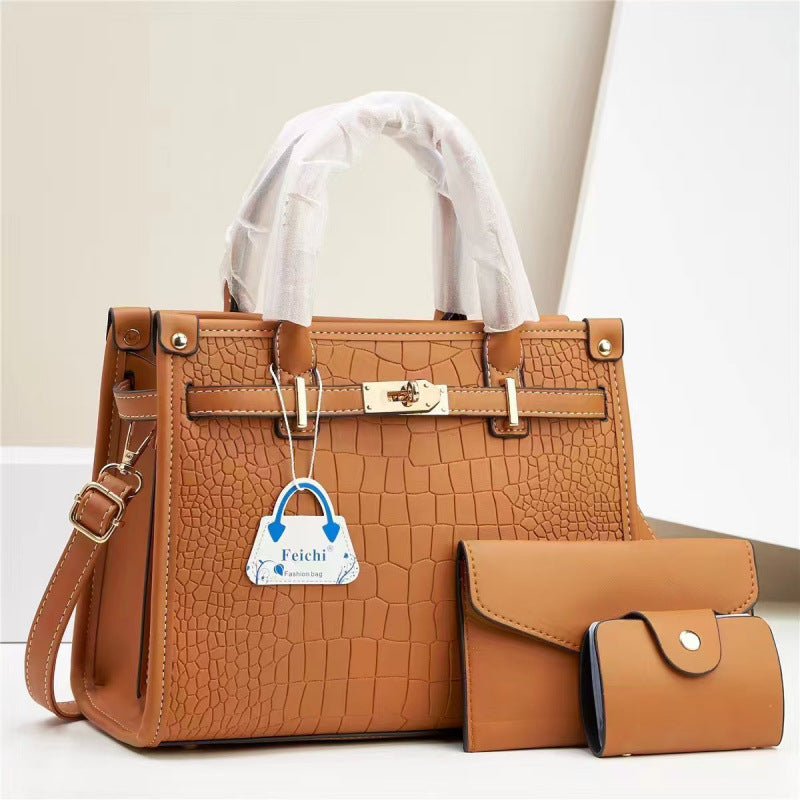 Women's Stone Pattern Mother Solid Color Trendy Small Square Bags