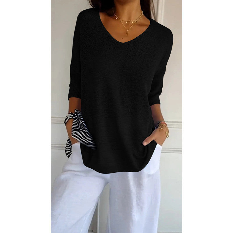 Women's Basic Style Slimming Sleeve Solid Color Sweaters