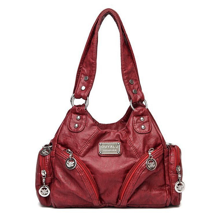 Women's Retro Soft Leather Motorcycle Trendy Quality Crossbody Bags
