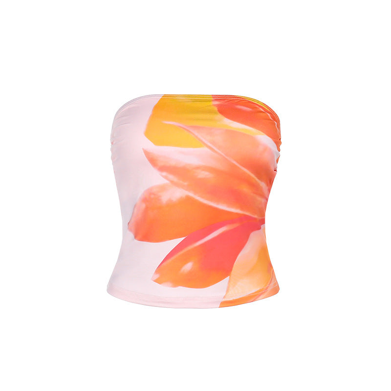 Women's Sexy Hot Digital Printing Bandeau Slimming Tops