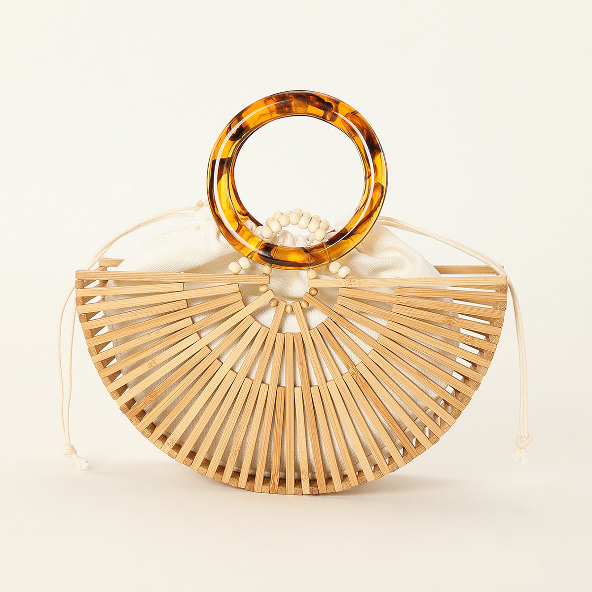 Women's Semicircle Niche Bamboo Hand-woven Beach Handbags