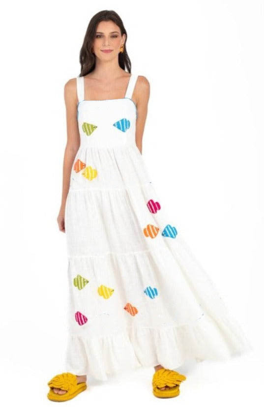 Women's Embroidered Pleated Puffy Sling Dress Beach Dresses