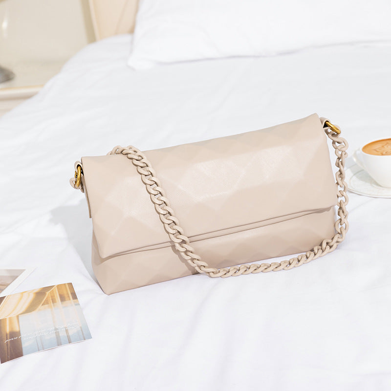 Women's Rhombus Soft Leather Geometric Underarm Portable Shoulder Bags
