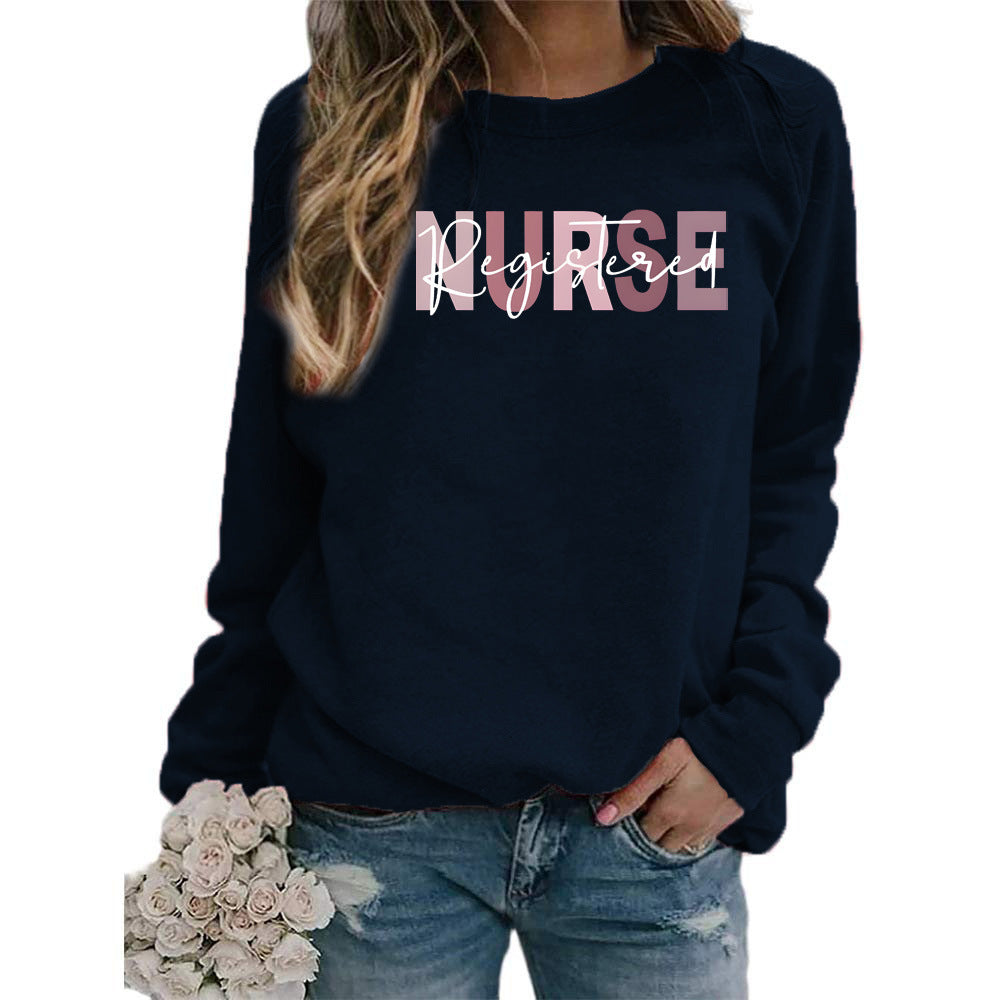 Women's Printed Round Neck Versatile Casual Loose Sweaters