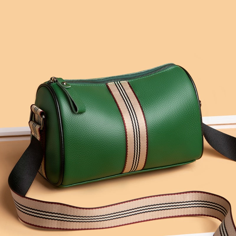 Women's Leather Fashion Litchi Pattern Contrast Color Shoulder Bags